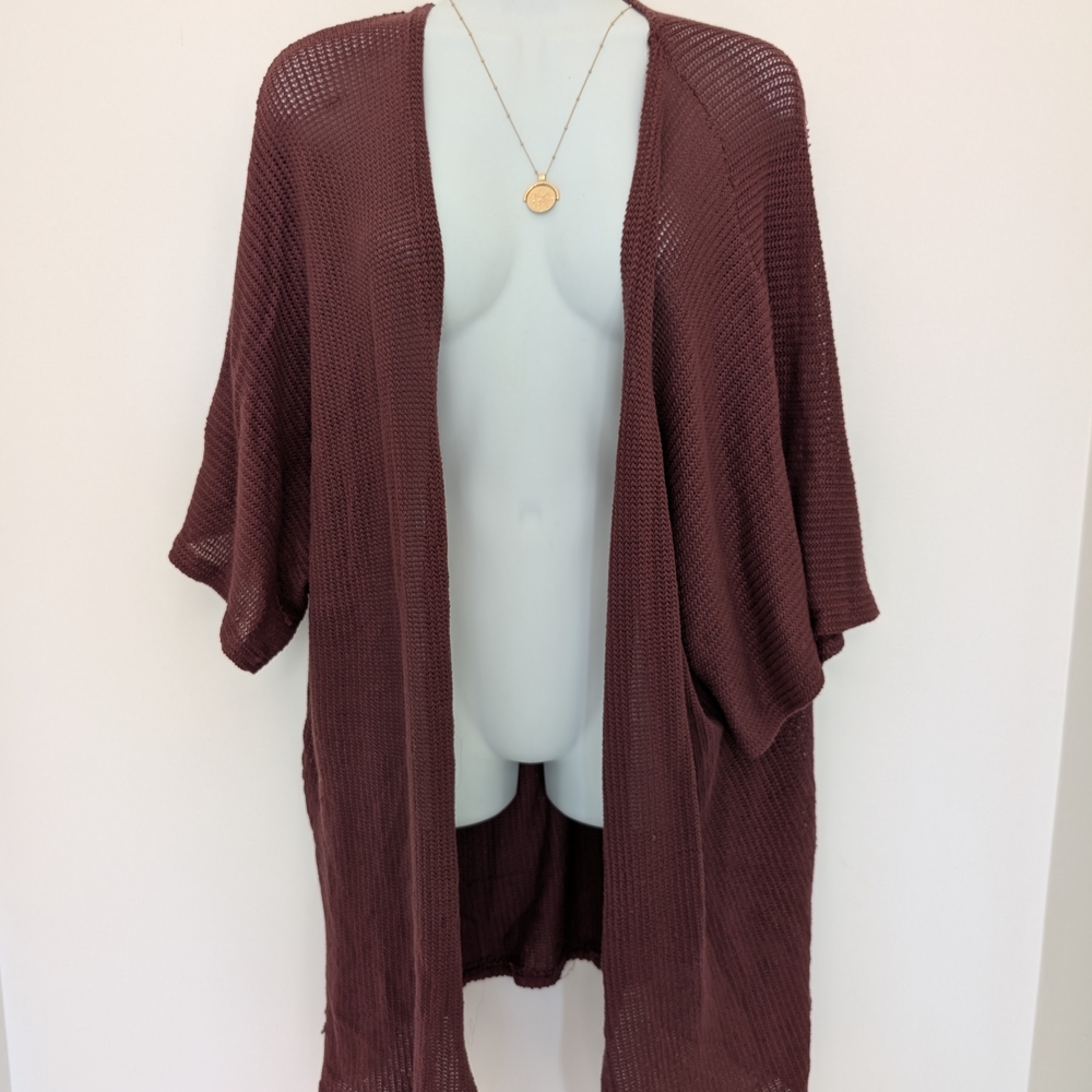 Fashion Nova Maroon Open-Front Poncho